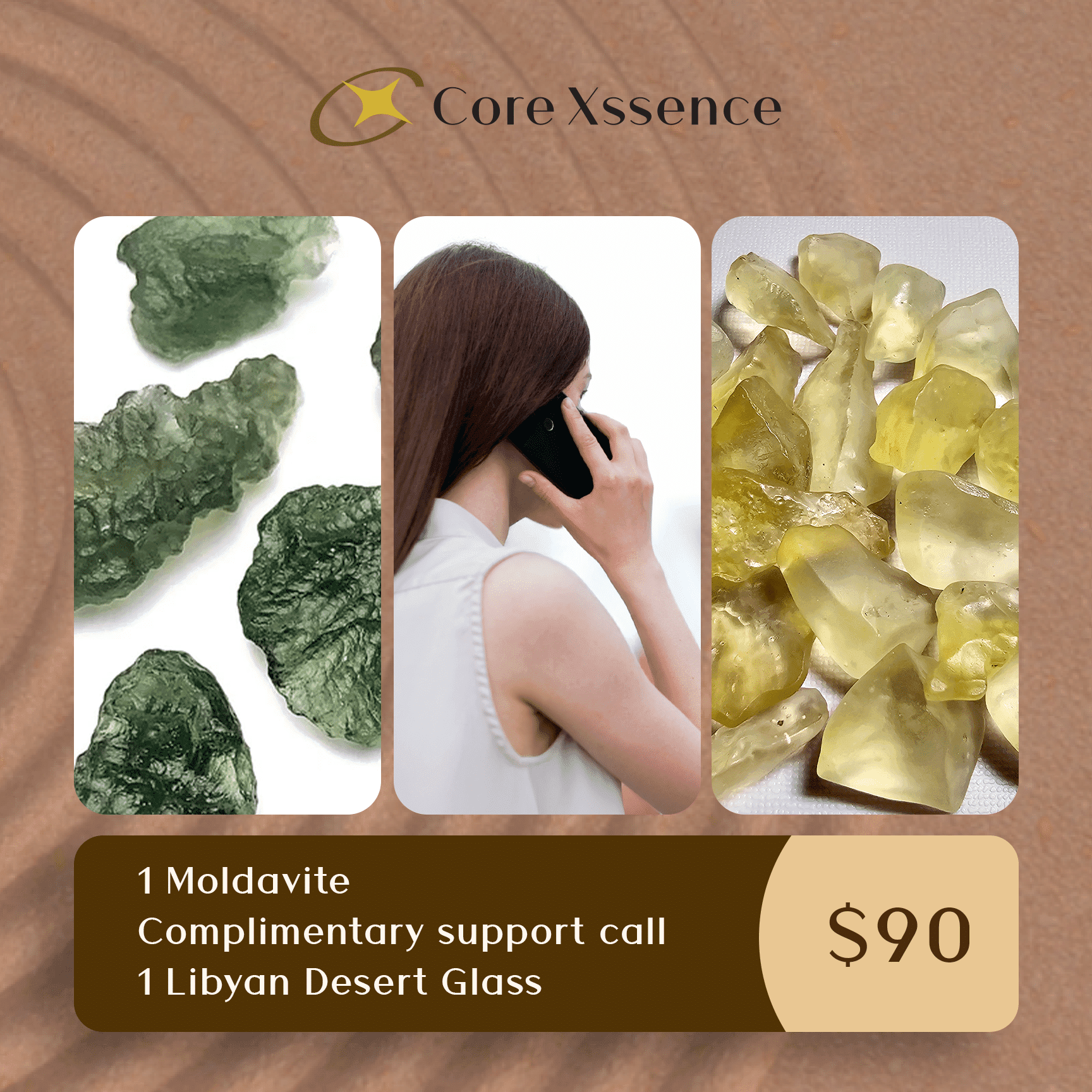 1 Moldavite + 1 Libyan Desert Glass + Complimentary support call