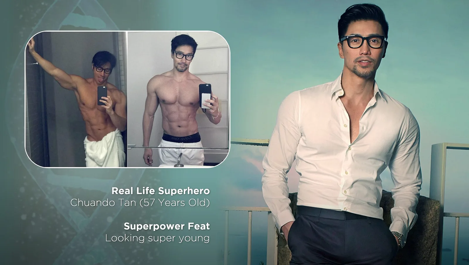 Chuando Tan in a white shirt, looking far younger than his age