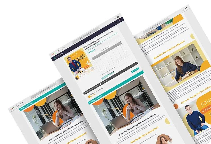 Three Fonctio Healing storefront pages fanned out
