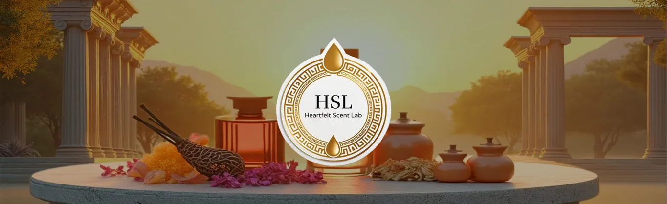 Heartfelt Scent Lab's candles and bottles over a wide banner